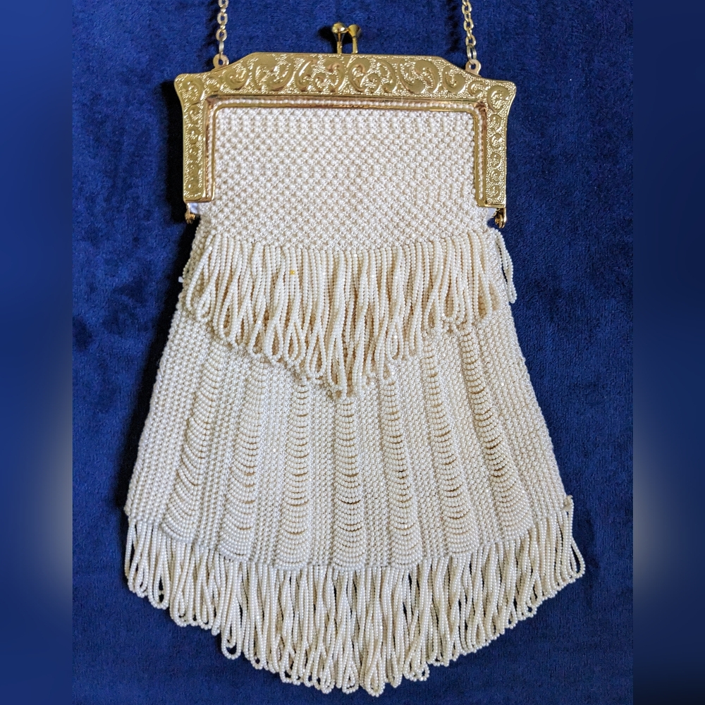 Victorian Style DREAM Ivory Crystal Beaded Purse Handmad Boutique Heirloom Bride